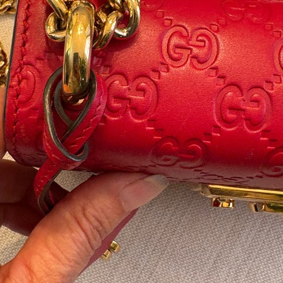Gucci Padlock chain two way guccissima red leather bag - Picture 13 of 15